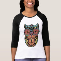 Sugar Skull Owl Color T Shirt