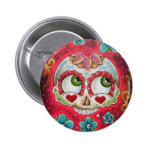 Sugar skull red pin