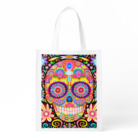 Sugar Skull Reusable Grocery Bag - Day of the Dead
