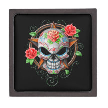 Sugar Skull Star, black Premium Jewelry Box