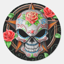 Sugar Skull Star, black Stickers