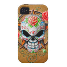 Sugar Skull Star, brown Case-Mate iPhone 4 Cases