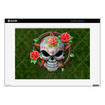 Sugar Skull Star, green 15" Laptop Skin