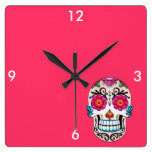 Sugar Skull - Tattoo Art Square Wall Clock