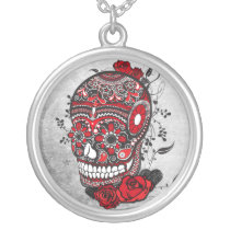 Sugar Skull Tattoo Design Mexican Illustration necklaces