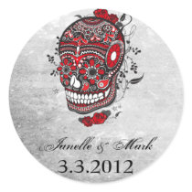 Sugar Skull Tattoo Illustrated Save the Date stickers