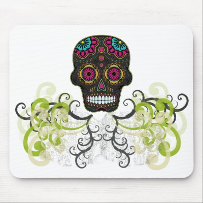Brightly colored sugar skull done in a tattoo style Brightly colored sugar skull done in a tattoo style