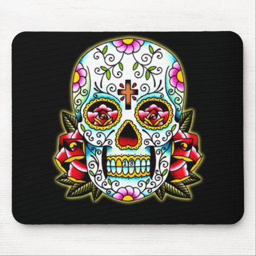 Sugar Skull w/ flowers Mouse Pads