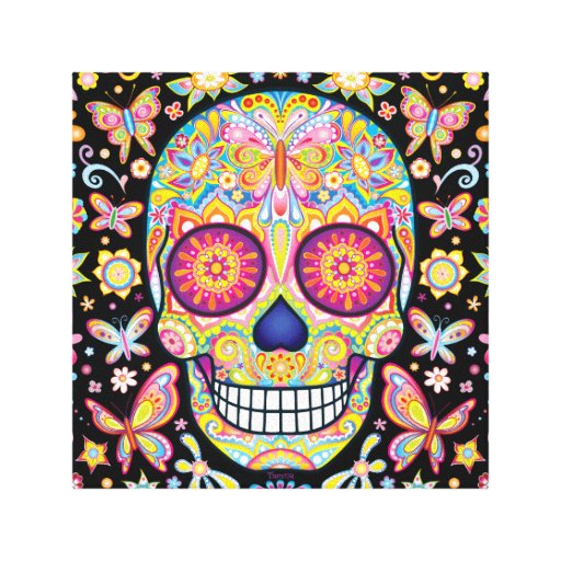 Sugar Skull Wall Art GalleryWrapped Canvas Zazzle