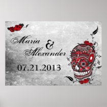Sugar Skull Wedding Date Poster posters