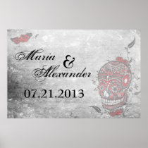 Sugar Skull Wedding Date Poster posters