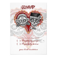 Sugar Skull Wedding Day of the Dead RSVP Cards Personalized Invitations