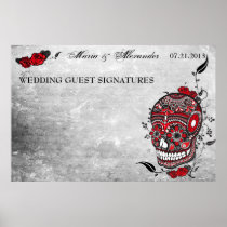 Sugar Skull Wedding Guest Signature Poster posters