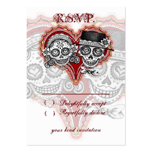 Sugar Skull Wedding RSVP Cards Business Card Templates (front side)