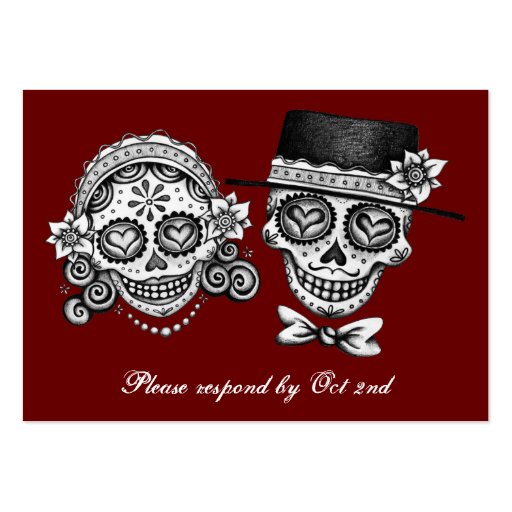 Sugar Skull Wedding RSVP Cards Business Card Templates (back side)