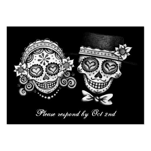 Sugar Skull Wedding RSVP Cards Business Card (back side)