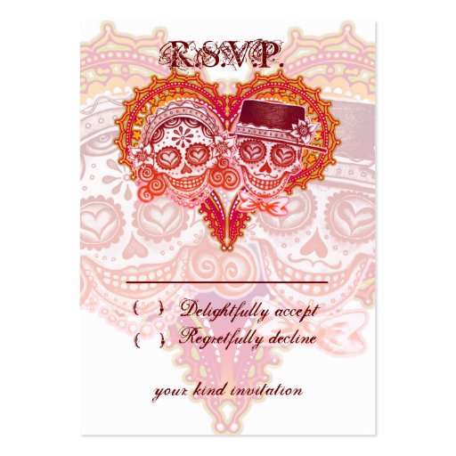 Sugar Skull Wedding RSVP Cards Business Card Template (front side)
