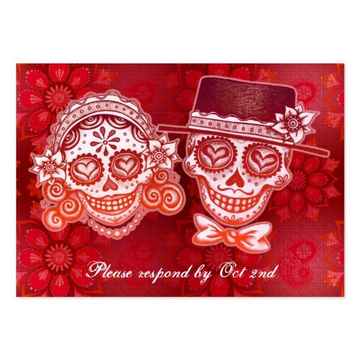 Sugar Skull Wedding RSVP Cards Business Card Template (back side)