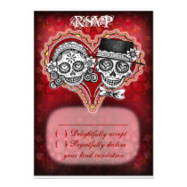 Sugar Skull Wedding RSVP Cards - Day of the Dead invitations
