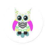 Sugar Skull White Multi Pink Owl stickers