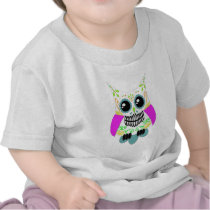 Sugar Skull White Multi Pink Owl T Shirts