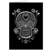 Sugar Skull with Roses, dark Cards