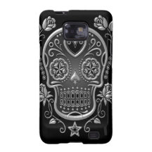 Sugar Skull with Roses, dark Samsung Galaxy S Cases