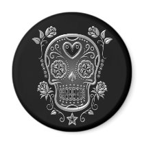 Sugar Skull with Roses, dark Magnets
