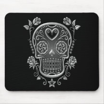 Sugar Skull with Roses, dark Mouse Pad