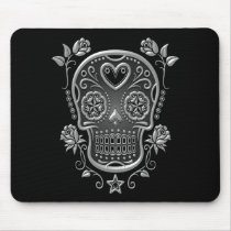 Sugar Skull with Roses, dark Mouse Pad