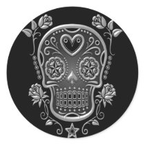 Sugar Skull with Roses, dark Sticker