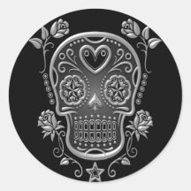 Sugar Skull with Roses, dark Sticker
