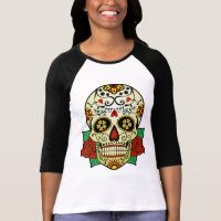 Sugar Skull with Roses Tee Shirt