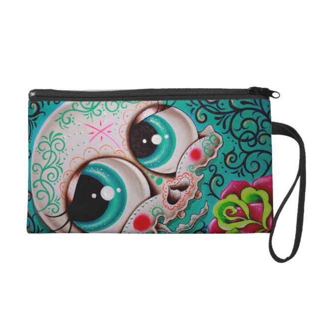 Sugar skull wrist bag wristlet clutch-0