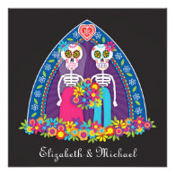 Sugar Skulls and Flowers Wedding Invitation