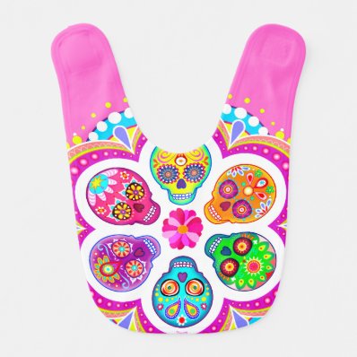Sugar Skulls Baby Bib - Colorful Art
