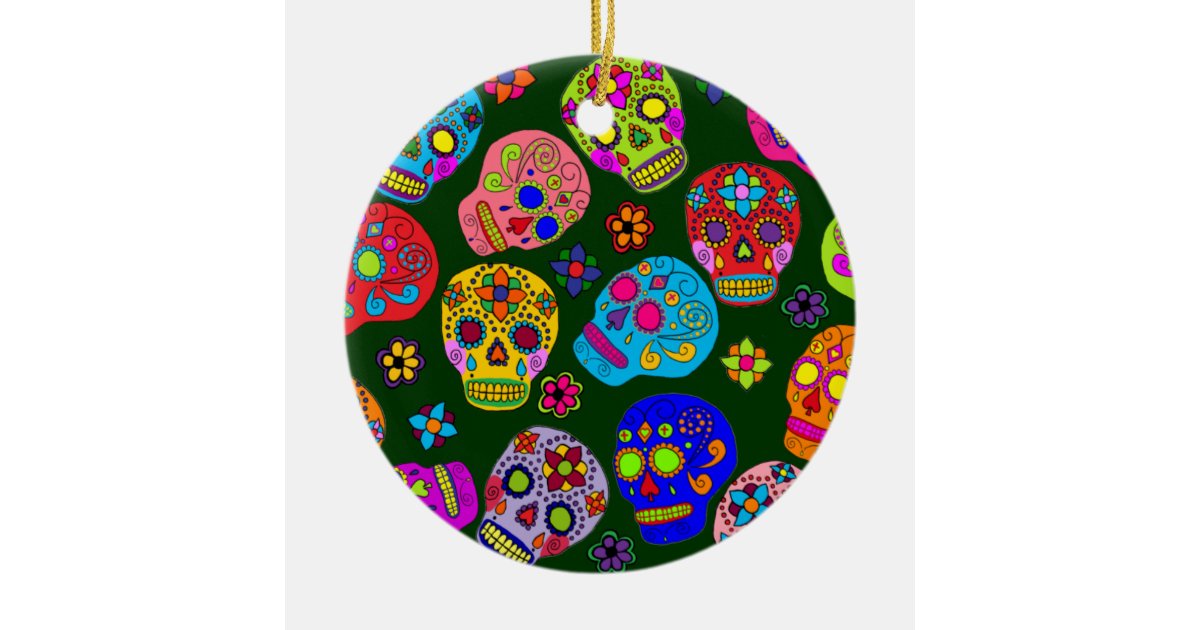 Sugar Skulls Ceramic Ornament Zazzle
