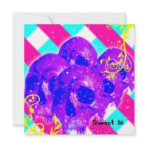 Sugar Skulls Harajuku Goth Birthday Custom Invitations