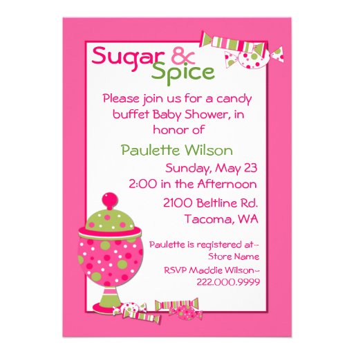 Sugar & Spice Baby Shower Candy Buffet Invitation