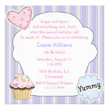 Sugar & Spice Cupcake Birthday Party Invitation