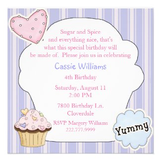 Sugar & Spice Cupcake Birthday Party Invitation