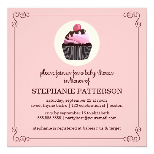 Sugar & Spice Cupcake Girl Baby Shower Invitation