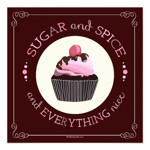Sugar & Spice Cupcake Girl Baby Shower Invitation