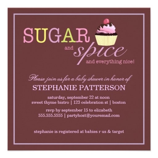 Sugar & Spice It's a Girl Baby Shower Invitation