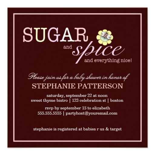 Sugar & Spice It's a Girl Baby Shower Invitation