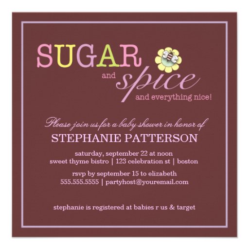 Sugar & Spice It's a Girl Baby Shower Invitation