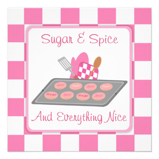 Sugar & Spice Pink Checkers and Cookie Baby Shower Personalized Invitations