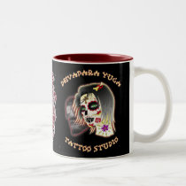 sugarskull lady, sugar skull deva, sword heart mugs