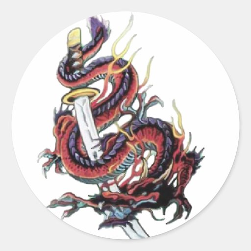 Sui Riu Japanese Dragon Katana Classic Round Sticker Zazzle