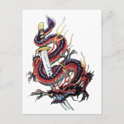Sui Riu Japanese Dragon Katana Postcard by josetya